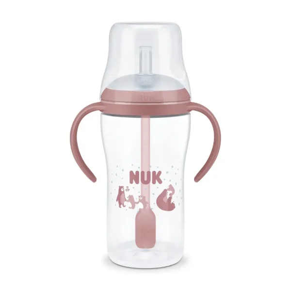 Nuk εκπαιδευτικό ποτηράκι με καλαμάκι perfect match 8m+ 260ml bear