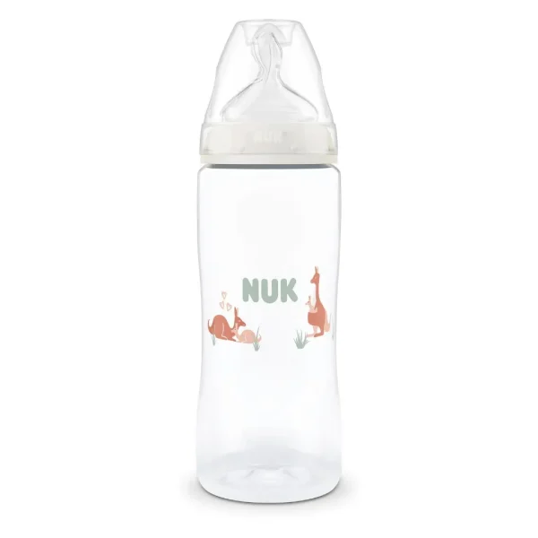 Nuk πλαστικό μπιμπερό με θηλή σιλικόνης first choice temperature control 6-18m 360ml kangaroo