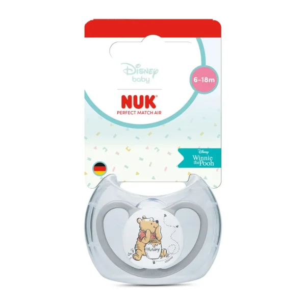 Nuk πιπίλα σιλικόνης perfect match air disney winnie the pooh 6-18m grey