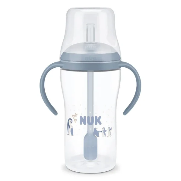 Nuk εκπαιδευτικό ποτηράκι με καλαμάκι perfect match 8m+ 260ml pengiun