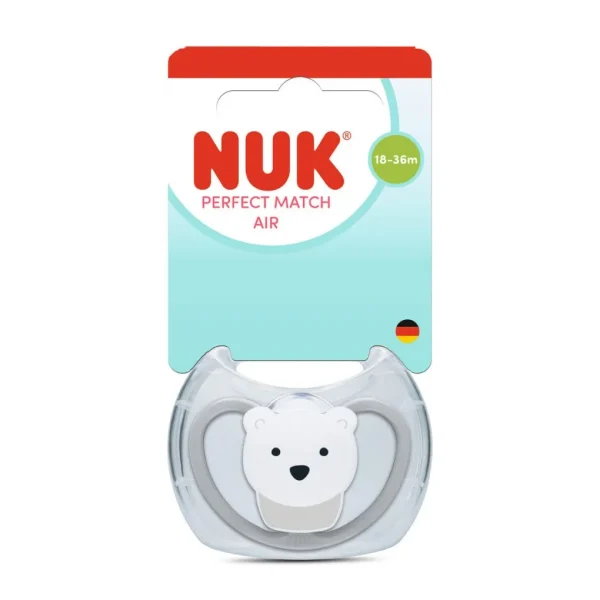 Nuk πιπίλα σιλικόνης perfect match air με θήκη 18-36m polar bear