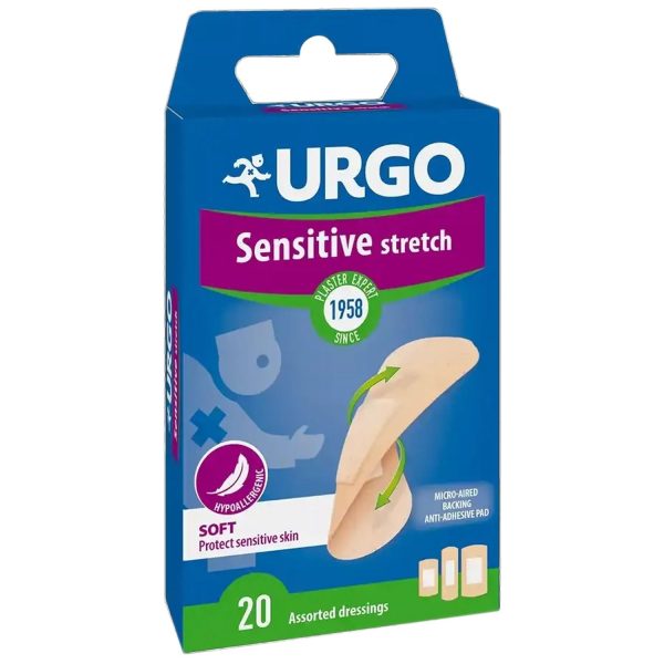 Urgo Sensitive Stretch Αυτοκόλλητα Επιθέματα Πληγών για Ευαίσθητες Επιδερμίδες 20 Τεμάχια