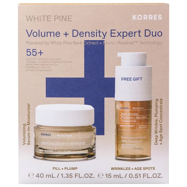 Korres Promo White Pine Volume + Density Expert Duo με White Pine Volumizing Serum-in-Moisturizer Αναπλήρωση Όγκου Κρέμα Ημέρας για Κανονικές/Μικτές Επιδερμίδες, 40ml & Δώρο Deep Wrinkle Plumping + Age Spot Concentrate Ορός Αναπλήρωσης Όγκου, 15ml, 1σετ