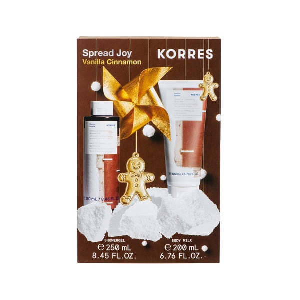 Korres Promo Spread Joy με Vanilla Cinnamon Shower Gel Αφρόλουτρο, 250ml & Vanilla Cinnamon Body Milk Γαλάκτωμα Σώματος με Άρωμα Βανίλια & Κανέλα, 200ml, 1σετ
