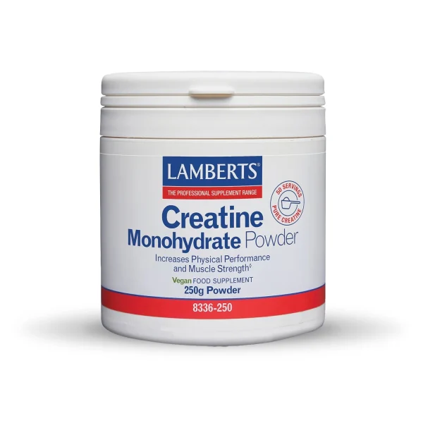 Lamberts Creatine Monohydrate Powder 250gr, Συμπλήρωμα Διατροφής με Μικροϊονισμένη Μονοϋδρική Κρεατίνη 250γρ σκόνη